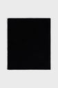A solid black square, reminiscent of a luxurious écharpe noire, is set against a light gray background and centered in the image.