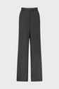 Wide-leg black dress pants from the collection Studio, featuring a subtle white polka dot pattern, belt loops, a front zipper, and a button closure, displayed against a plain white background.