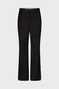 Black dress pants with a straight-leg cut, waistband with belt loops, button closure, and front zipper, displayed against a plain white background.
