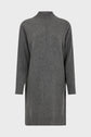 A long-sleeved, charcoal grey robe courte sweater dress in soft robe laine, featuring ribbed cuffs, hem, neckline and sleeves with a chic col montant. Designed in a straight, relaxed fit with a center seam detail on the front.