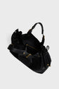 Black sac CHIARA GD en cuir Darel avec une quincaillerie dorée, ouvert pour révéler une poche intérieure zippée et un compartiment principal spacieux, présenté sur un fond blanc épuré.