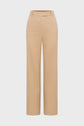 Beige, high-waisted, straight-leg pants with belt loops and a concealed front closure, these pantalon beige are crafted from a soft lin coton blend for all-day comfort. Displayed against a plain white background, they are the perfect pantalon large femme for an effortlessly chic look.