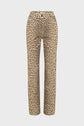 Leopard print straight-leg pants with a high waist, displayed against a plain white background.