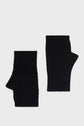 A pair of black, knit fingerless gloves—mitaines noir—are displayed side by side on a plain white background, making them the perfect accessoires hiver for staying stylish and warm.
