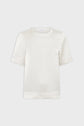 White short-sleeve crew neck t-shirt laid flat on a plain light background. The shirt has a simple, classic design with minimal details.