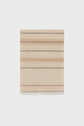 A beige rectangular textile, reminiscent of an étole beige, with horizontal embroidered stripes in brown, orange, and pink tones. The bottom edge features subtle fringe. The fabric is neatly folded and displayed against a plain white background.