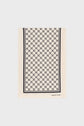 A beige rectangular foulard soie with a repeating black geometric pattern bordered by double black lines. The monogramme GD and the words GRAND DANEL appear in the bottom right corner, marking this as an édition limitée piece.