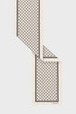 A cream-colored silk scarf, or foulard soie, with a black hexagonal pattern and black border, folded diagonally. Osmanoglu Osman is printed in small black letters in the bottom right corner.