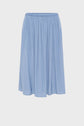 A light blue, knee-length skirt with a gathered, elastic waistband and a slightly flared, flowy silhouette, displayed on a plain white background.