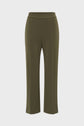 A pair of olive green, 7/8 straight-leg pants with a taille élastiquée, front seams, and no visible pockets, displayed on a plain white background.