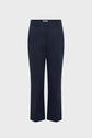 A pair of navy blue, straight-leg dress pants (pantalon coupe droite) with belt loops and a fitted waistband, displayed on a plain white background.