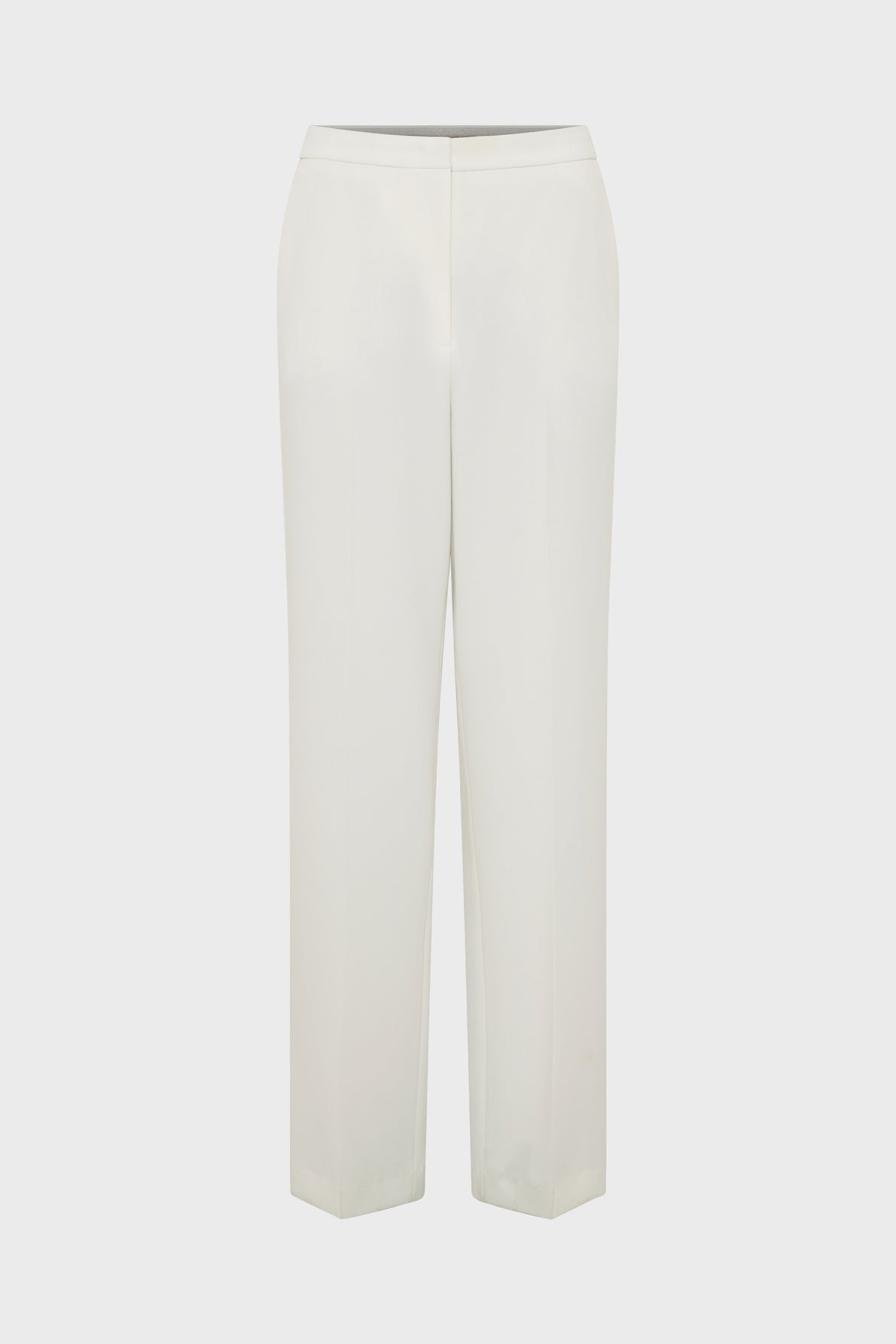 White straight-leg pantalon femme with a clean, minimalist design, shown against a plain light background.