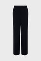 Black, straight-leg dress pants displayed on a plain light gray background, shown from the front with a simple waistband and no visible pockets or embellishments. This classic pantalon droit is an essential addition to any pantalon femme collection.