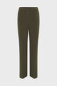 Olive green pantalon droit for women, featuring a chic straight-leg cut, flat front, and waistband, shown against a plain white background.