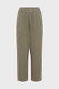 Olive green sweatpants, or pantalon de jogging, made from 100% coton with an elastic waistband and straight, wide legs, displayed against a plain white background for a look that’s à la fois confortable et kaki tendance.