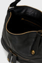 Open black leather sac hobo with gold-tone fermeture zippée, showing a spacious interior and an inner zippered pocket. Crafted in luxurious cuir de mouton, two leather straps with gold-tone hardware are visible on the front.