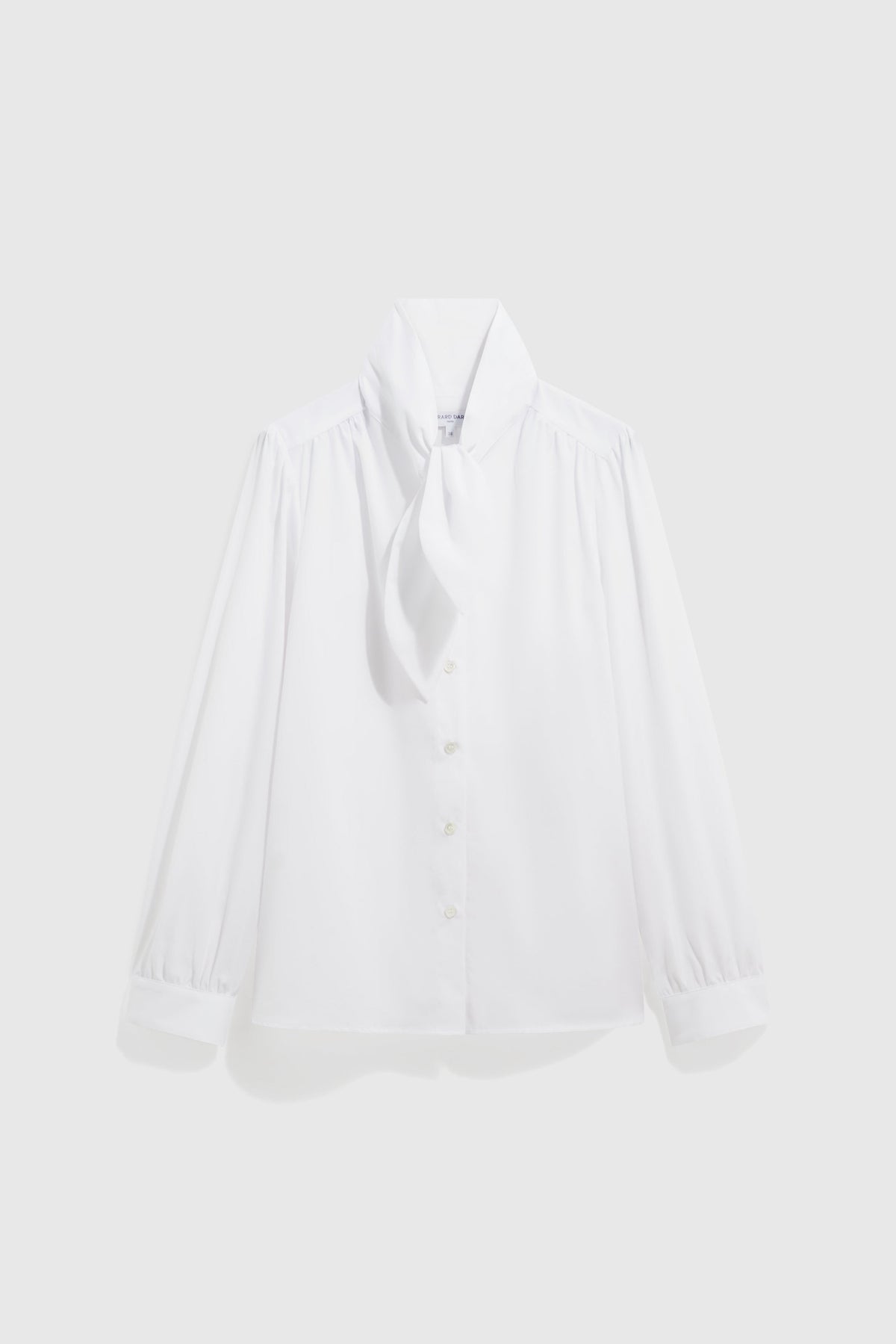 Chemise Louka blanche en popeline avec col cravate et manches longues