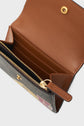Open brown wallet with a gold button, showing an inner zippered pocket, two card slots, and smooth leather lining—a classic petit portefeuille perfect for organizing your essentials in style.