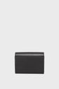 A small, rectangular black leather wallet with visible stitching, shown closed against a plain light gray background, this élégant portefeuille super plat is perfect for those who prefer a minimalist accessory without sacrificing style.