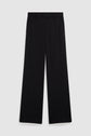 A pair of black, wide-leg pantalon tailleur dress pants with belt loops, front pockets, and a clean, tailored look, displayed flat against a light gray background.