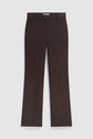 A pair of brown, straight-leg dress pants with a button and zip closure, front pockets, and belt loops, laid flat on a white background. Inspired by the timeless style of pantalon vintage femme, these versatile trousers combine classic tailoring with everyday comfort.