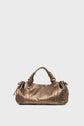 A metallic bronze cuir bubble métallisé sac à main with double handles, gathered sides, and gold-tone hardware, displayed against a plain white background.