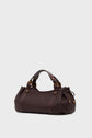 A dark brown sac à main in cuir d’agneau tressé with two handles, gold hardware, and leather straps, displayed on a light gray background. Perfect for any occasion with its 24H style elegance and versatility.