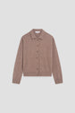 A brown knitted cardigan laine with a collar, front button closure, and two front pockets, displayed on a plain white background. This veste légère femme is perfect for layering in any season.