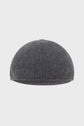 A gray, round, textured wool cap with a subtle herringbone pattern, this casquette unie is shown against a plain white background.