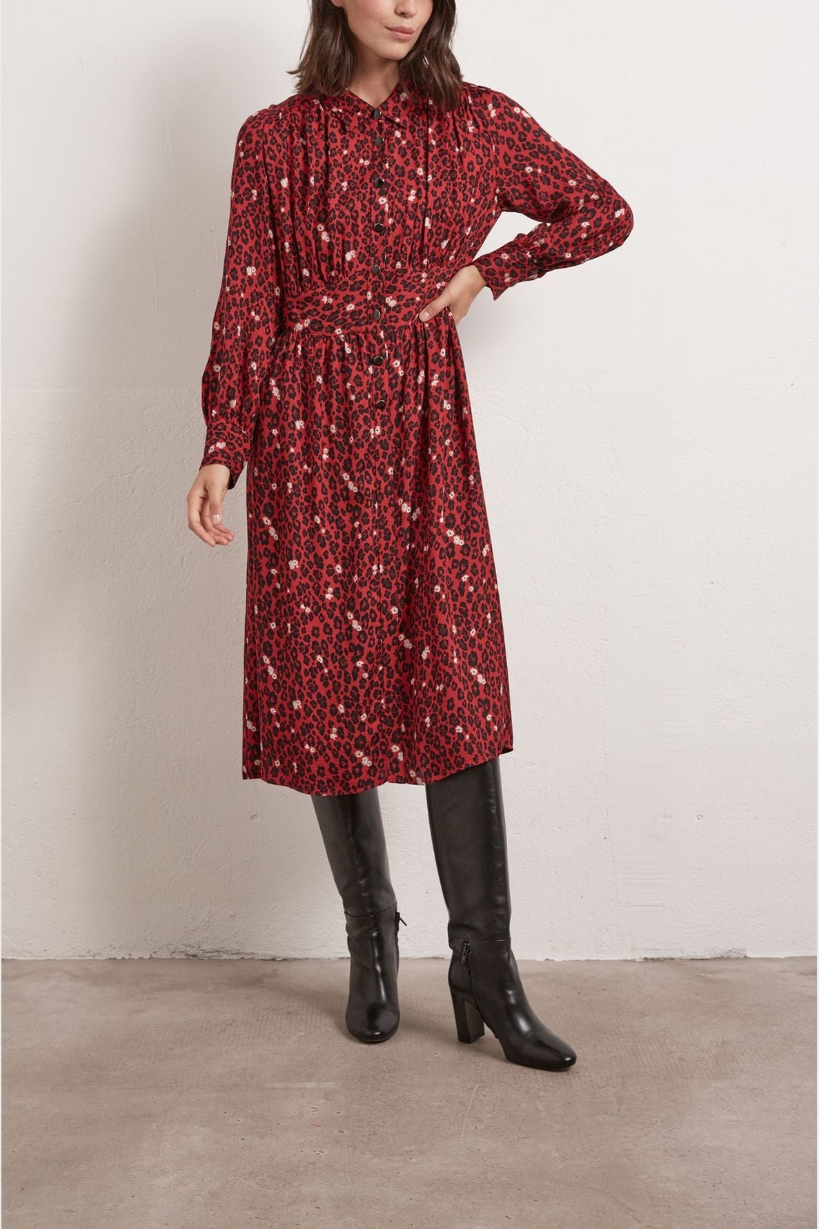 Robe longue en jacquard à imprimé animalier