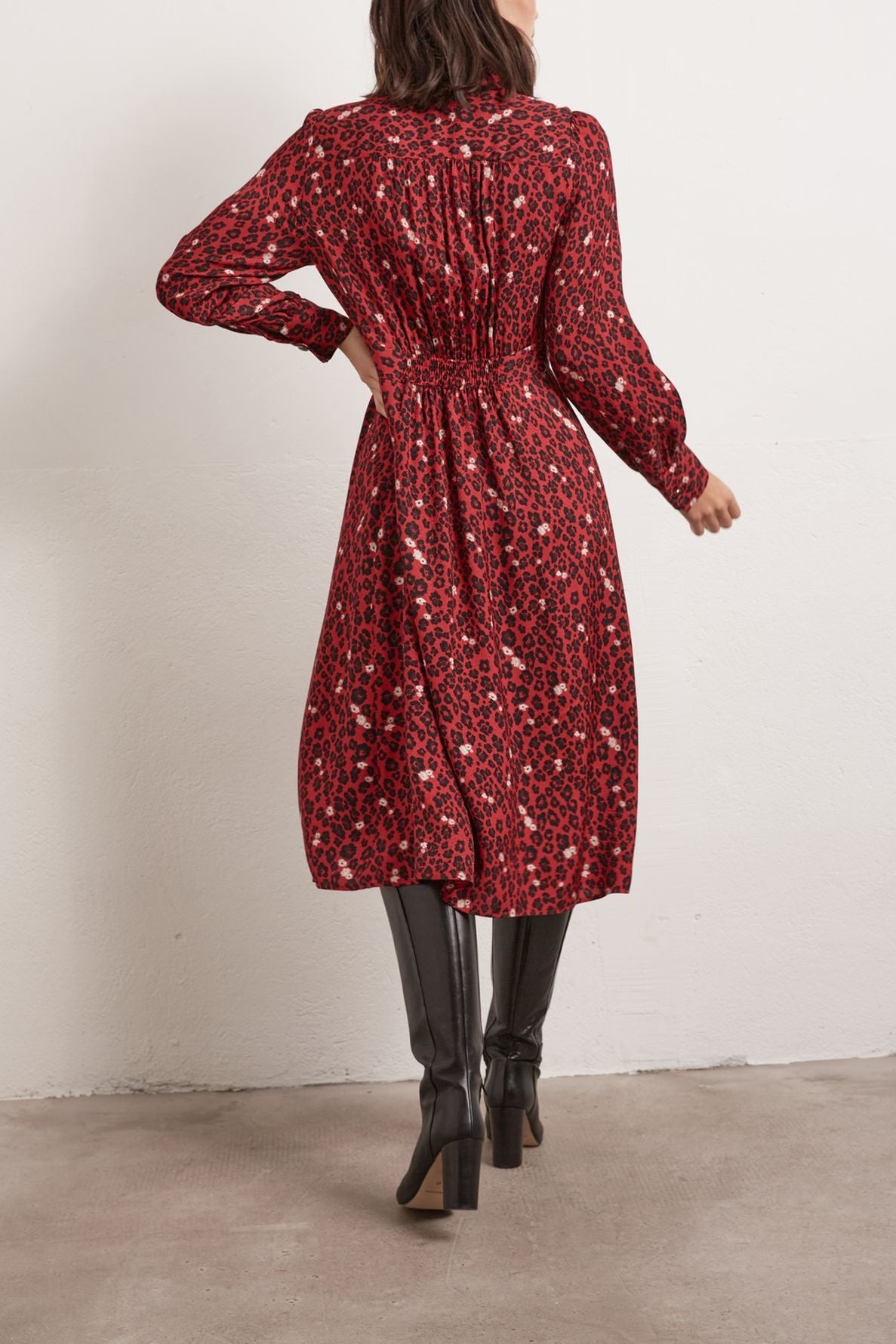 Robe longue en jacquard à imprimé animalier
