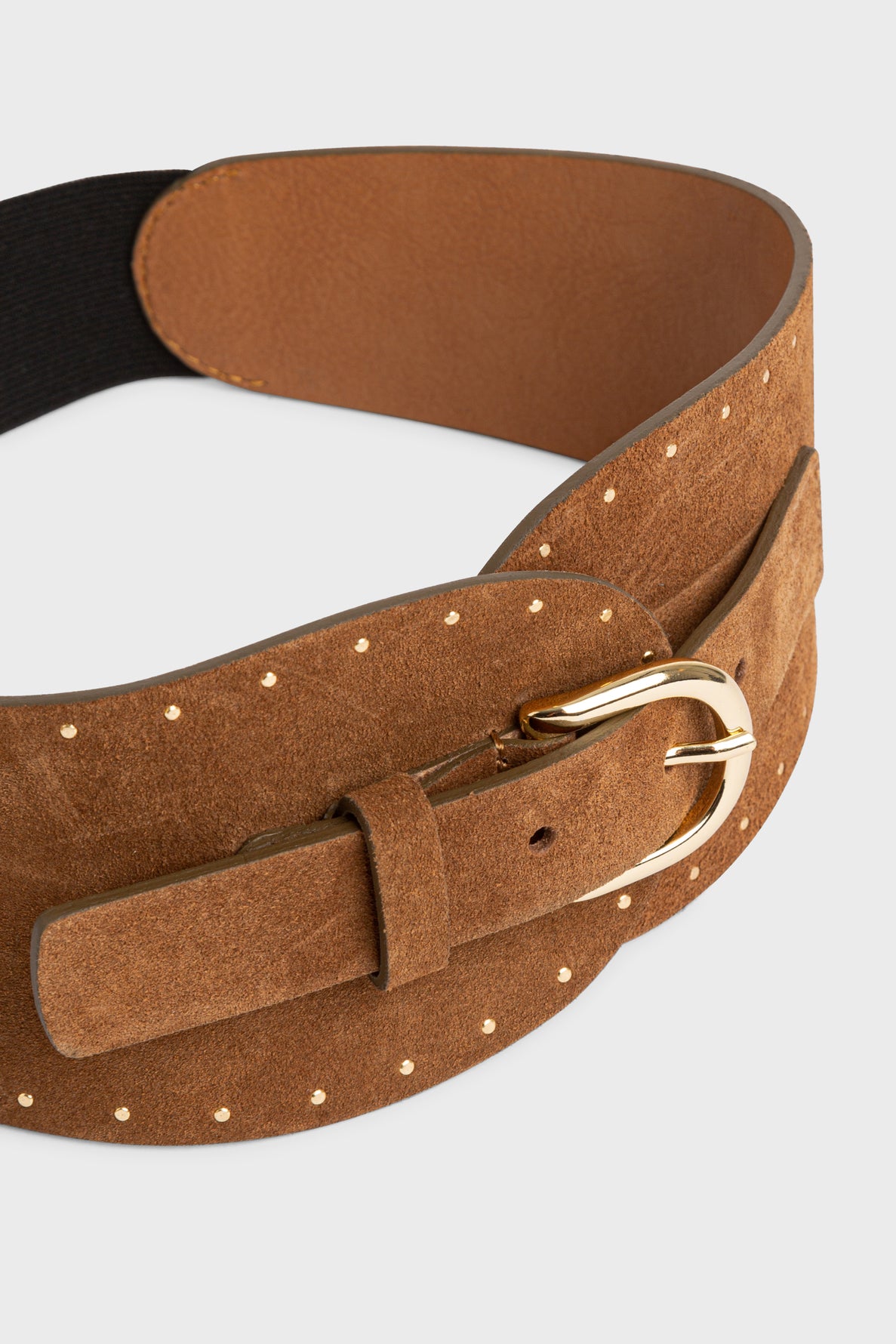 Ceinture corset en cuir velours et rivets - OLYMPE