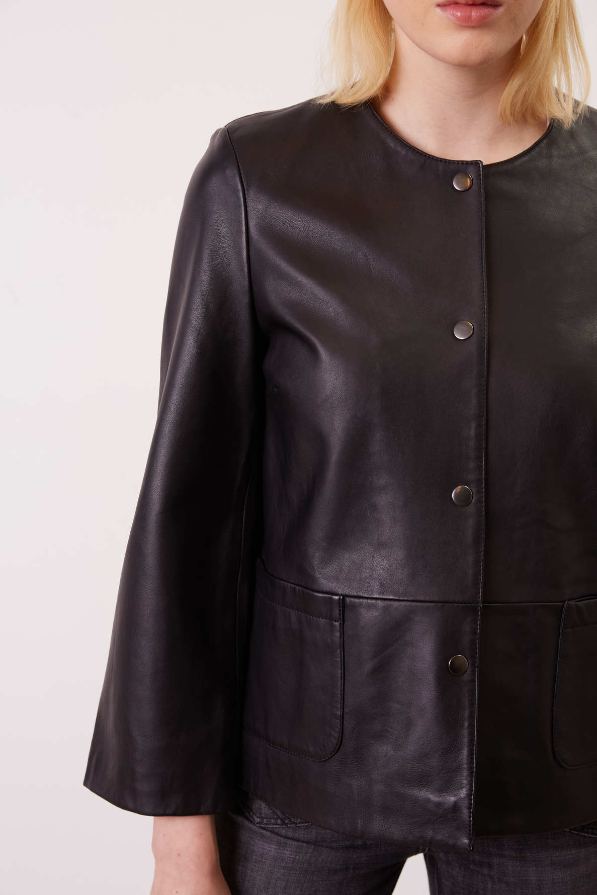 Veste courte en cuir lisse - MARILOU