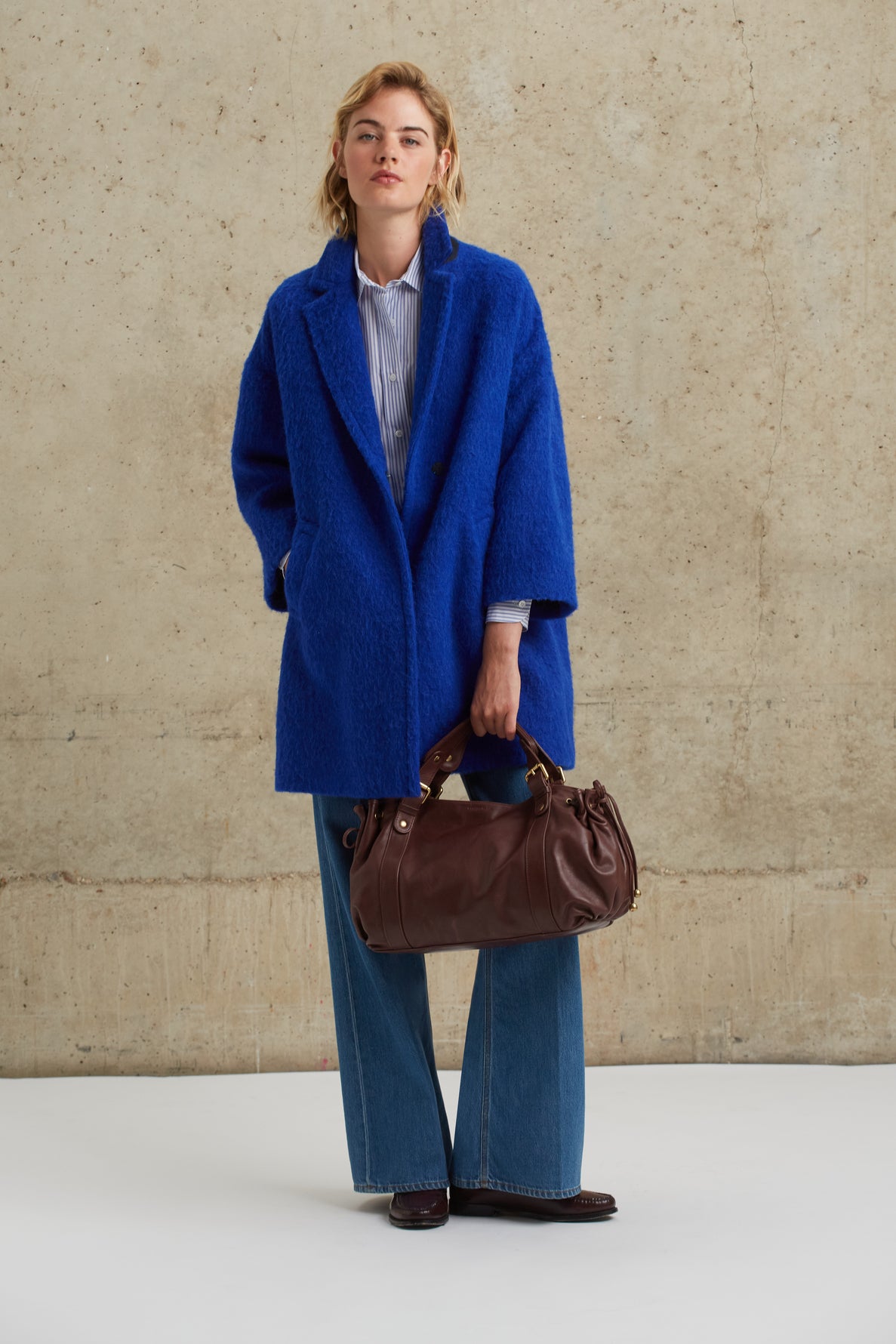 Manteau oversize en laine coloré - SALMA