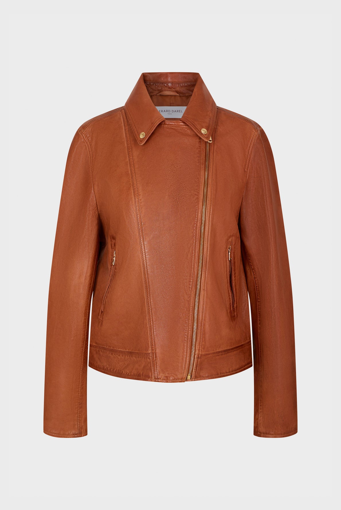 Veste biker en cuir effet vieilli - NAYSHA
