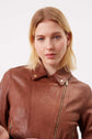 Veste biker en cuir effet vieilli - NAYSHA