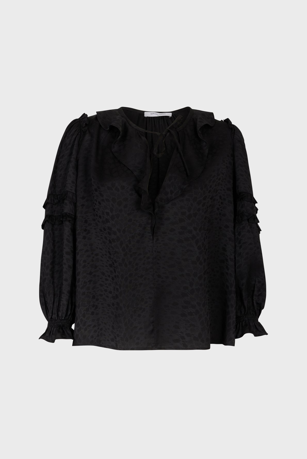 Blouse en satin jacquard à volants -  CANDICE