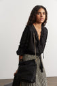Blouse en satin jacquard à volants -  CANDICE