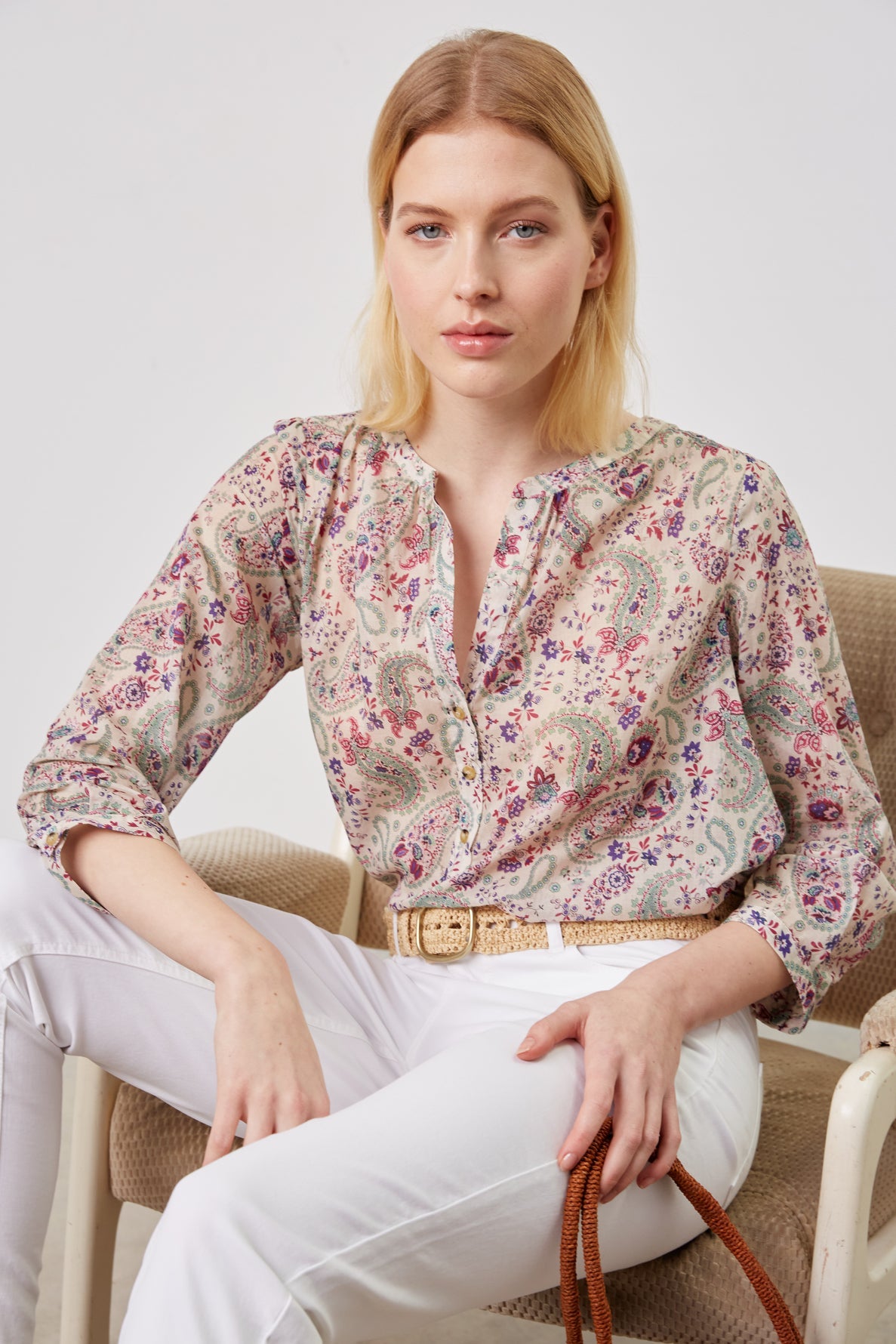 Blouse en voile de coton Bandana -CLAUDE