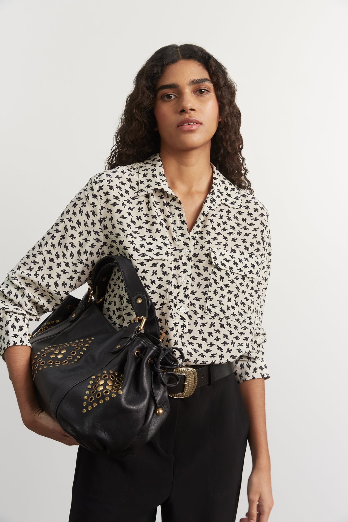 Blouse en soie imprimé oiseaux - CLEA