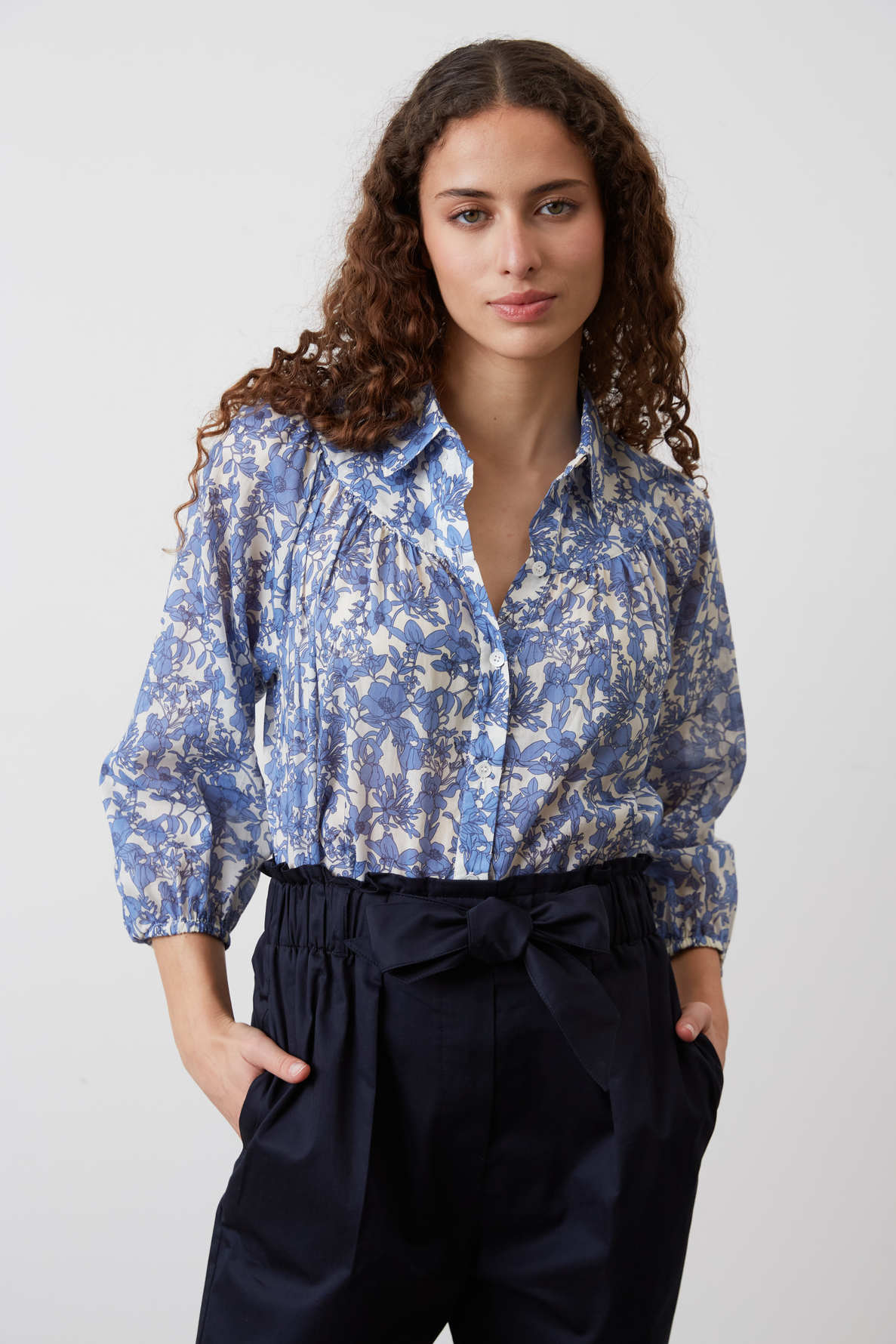 Chemise en voile de coton à fleurs - CLEMENCE