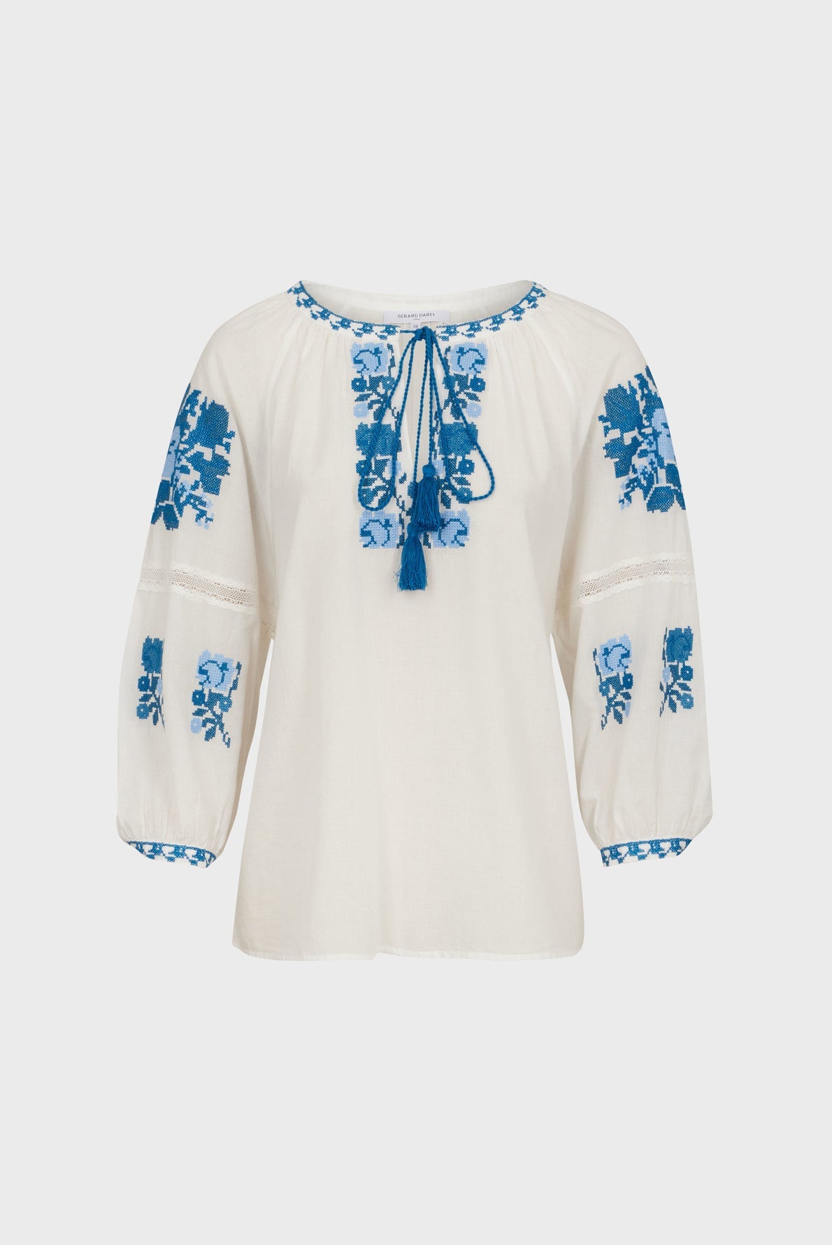 Blouse brodée à fleurs - COBALT