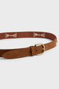 Ceinture en cuir velours avec broderie et cabochon - MALONE