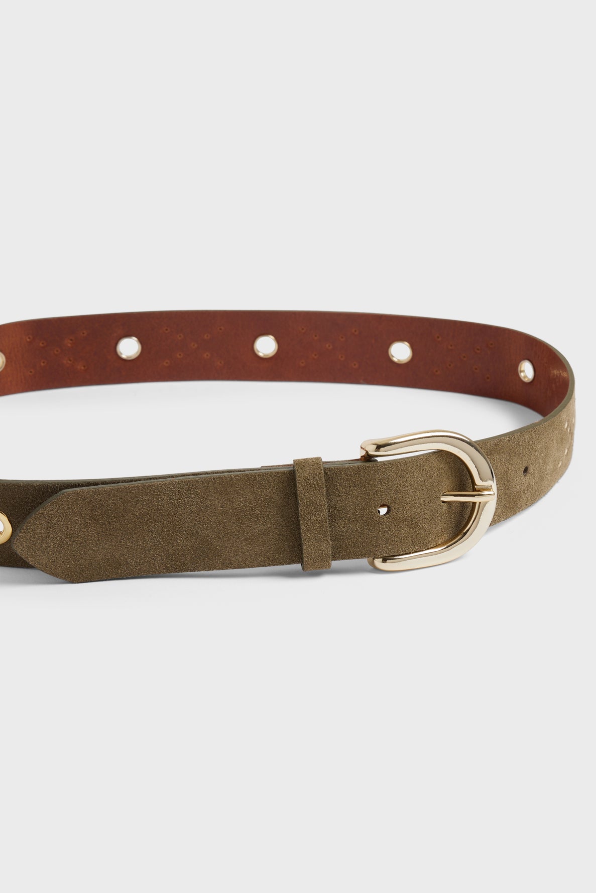 Ceinture en cuir velours avec rivets et œillets - ROSALINE