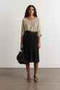 Gathered satin skirt- BLUE