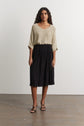 Gathered satin skirt- BLUE