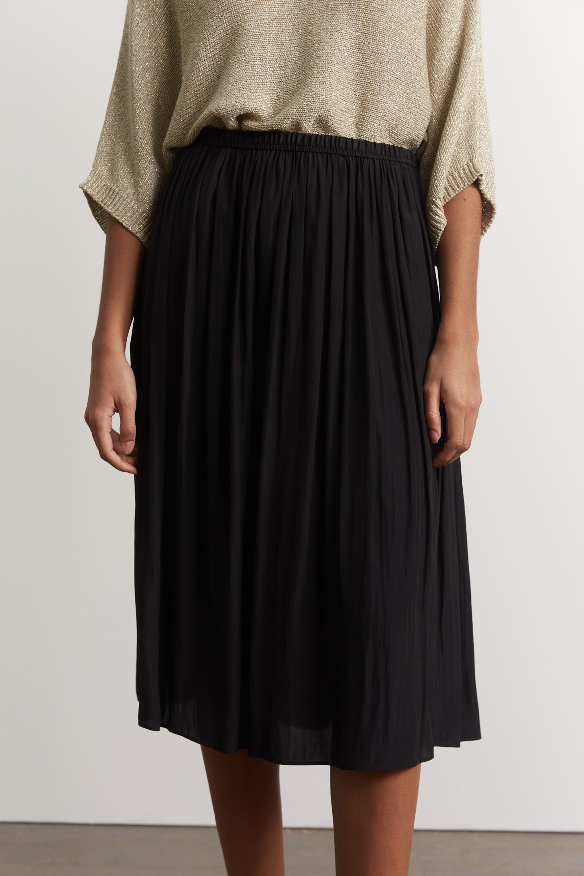 Gathered satin skirt- BLUE