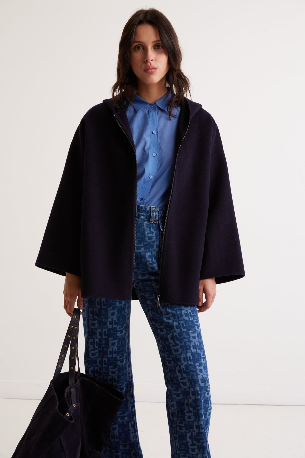 Manteau poncho en 100% laine fine - SACHA