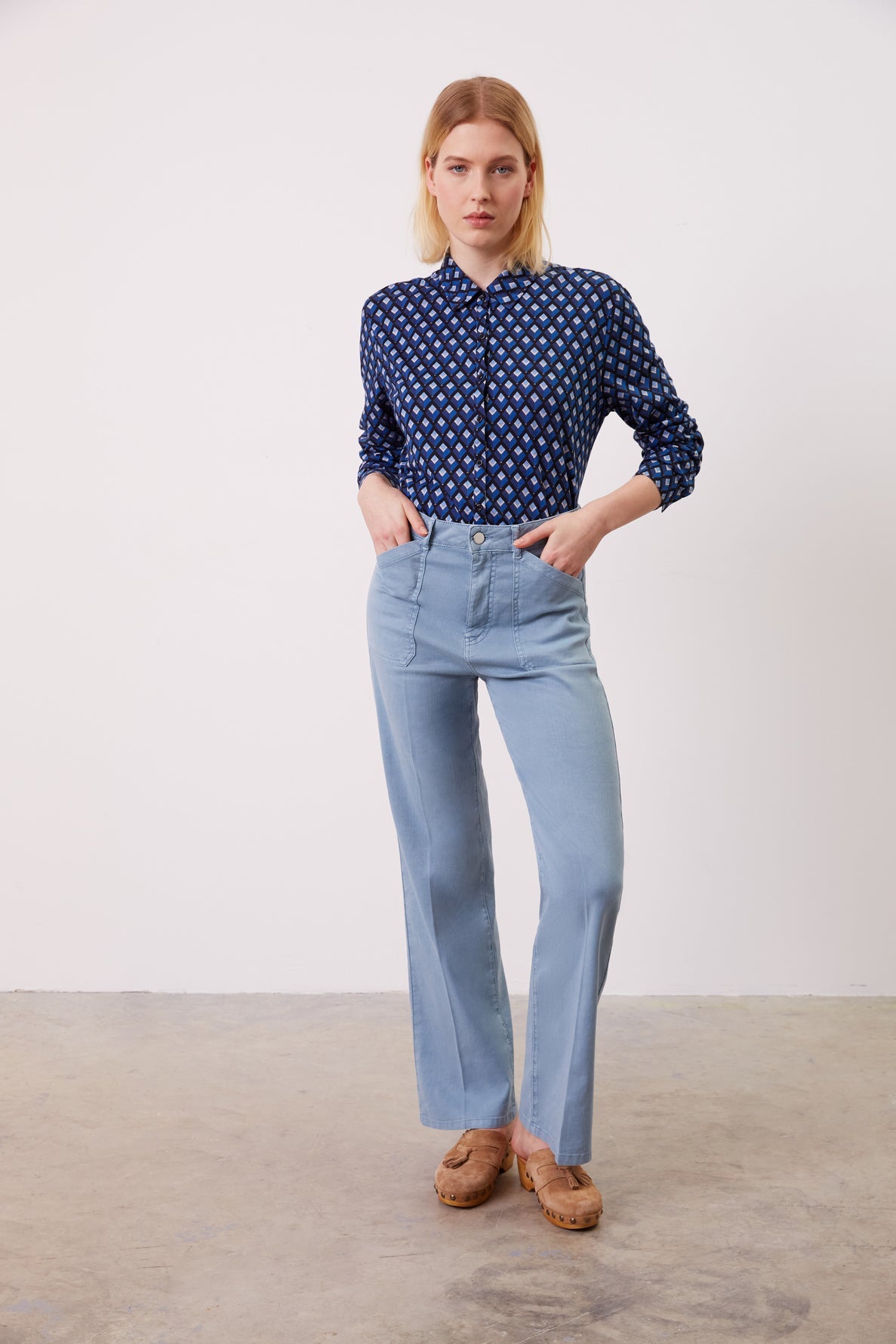 Linen mix flared pants - EGLANTINE