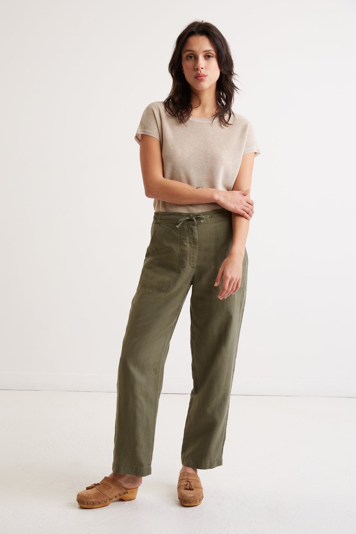 Wide leg linen mix pants - ELIXANE